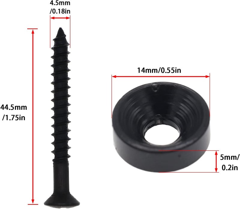 Cheerock Black Guitar Neck Joint Bushings and Bolts, 8pcs Metal Guitar Neck Ferrules with Screws, Guitar Neck Replacement Parts Compatible with Electric Guitar or Bass - Image 3